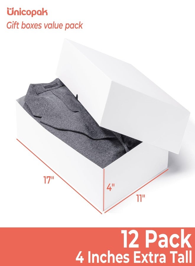UnicoPak 12 Pack XLarge White Gift Boxes with Lids for Presents, 4-inch Deep Robe Boxes, 17x11x4 Inches - Image 2